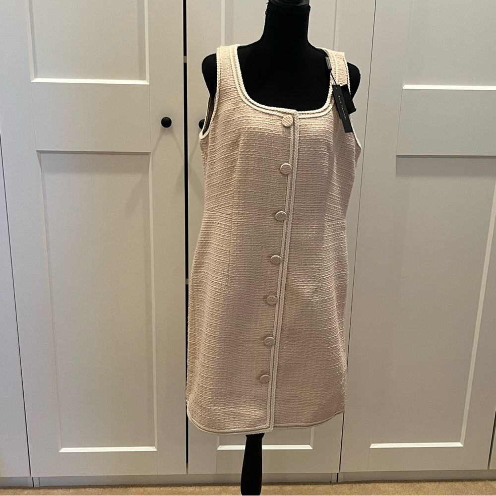 NWT Elie Tahari Shift Dress Minimilist Sleeveless Classic Neutral Size L